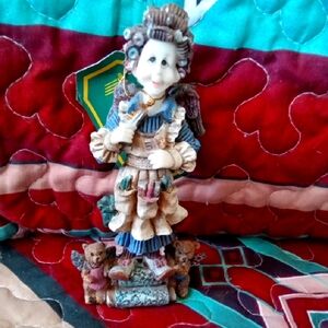 #7024 Charming Angel Figurine with Blue and Cream Accents